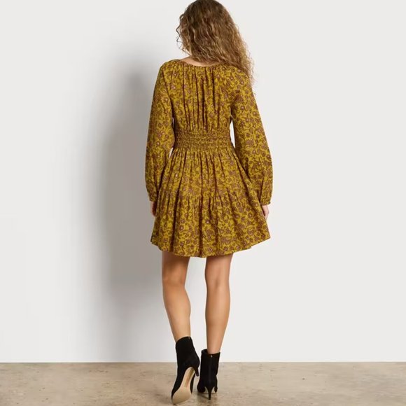 NWT SAM EDELMAN LORA MINI DRESS IN GOLDEN SPRIG -OLIVE OIL XS - Picture 5 of 10